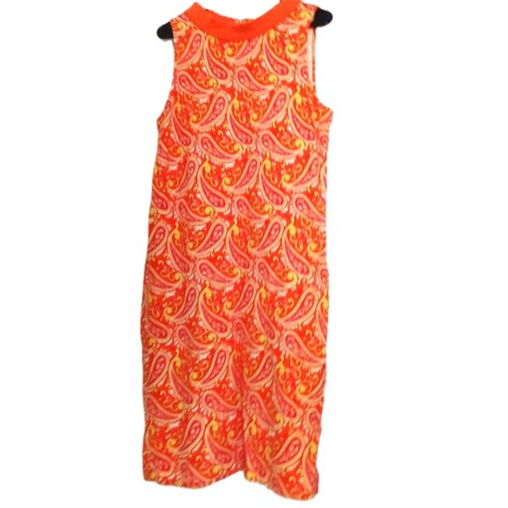 Talbot's Orange Paisley Column Dress